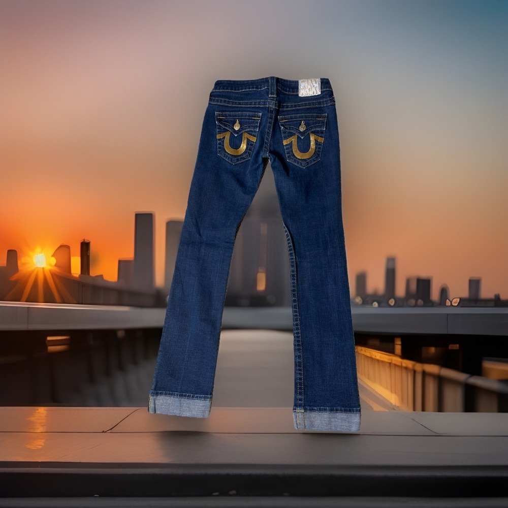 True Religion Rhinestone Sequin Cuffed‎  Jeans Size 26